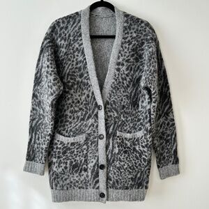 Rails Oslo Gray Animal Print Alpaca Wool Cardigan